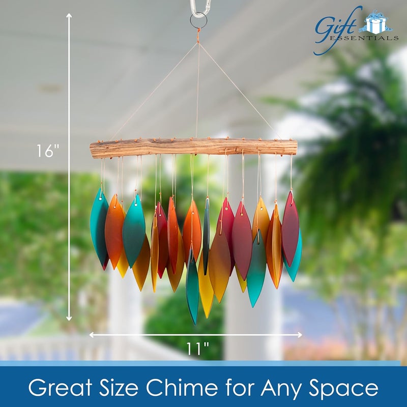 Gift Essentials Blue Handworks Santa Fe Glass Chime, Sandblasted Glass and Found Wood Handcrafted Wind Chime - Image 4